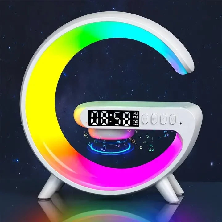 AuraWave G : Wireless Speaker, Lamp,Adjustable Atmosphere Lamp Night Alarm Clock & Charging Function,Gifts