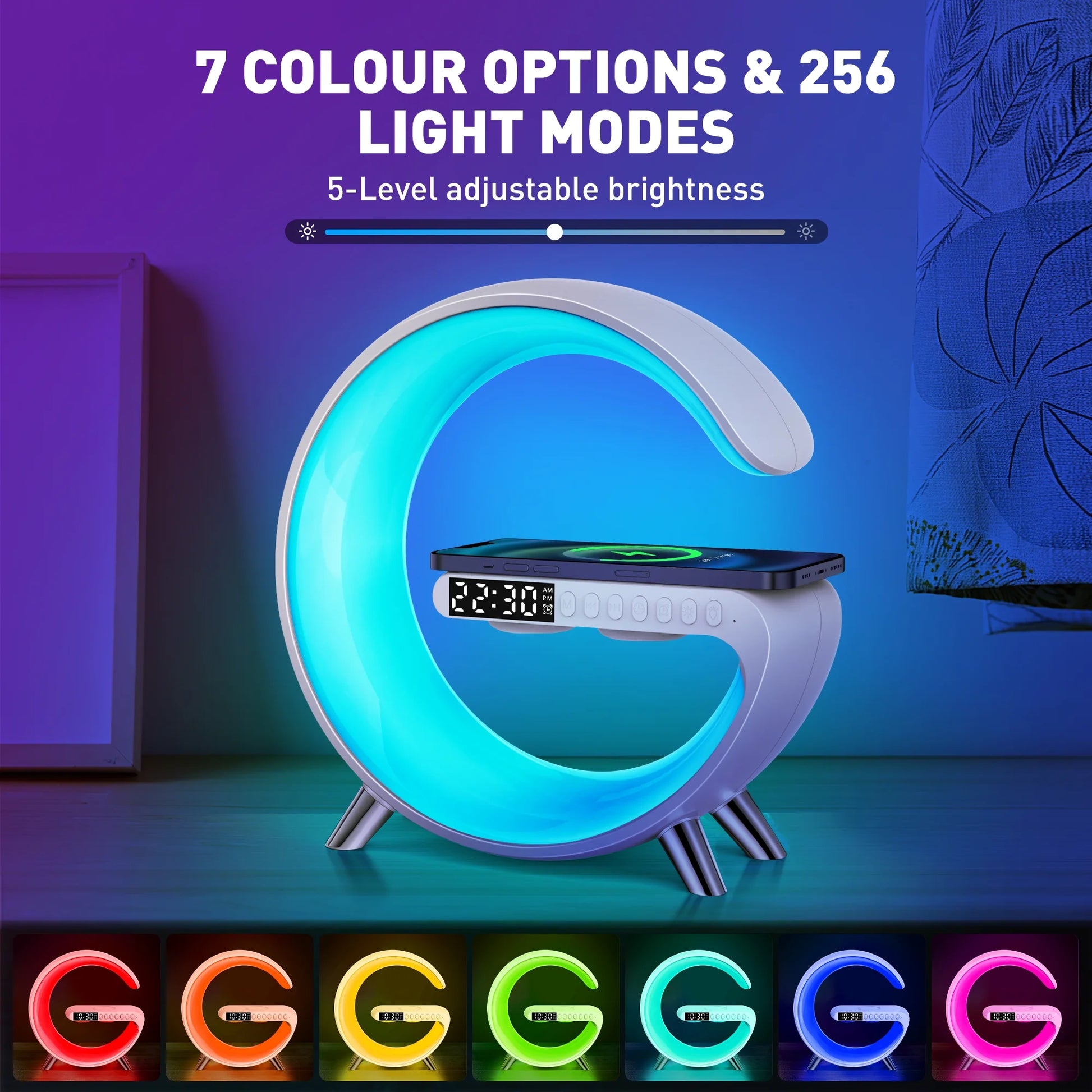 AuraWave G: All-in-One Smart Lamp with Wireless Charging Digital Alarm Clock
