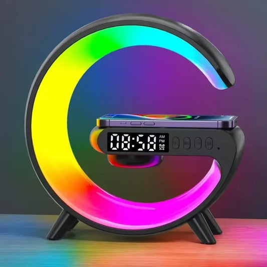 AuraWave G : Wireless Speaker, Lamp,Adjustable Atmosphere Lamp Night Alarm Clock & Charging Function,Gifts