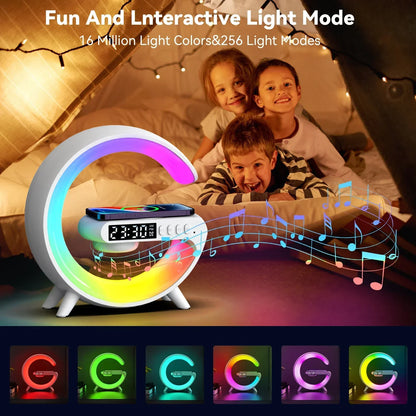 AuraWave G : Wireless Speaker, Lamp,Adjustable Atmosphere Lamp Night Alarm Clock & Charging Function,Gifts