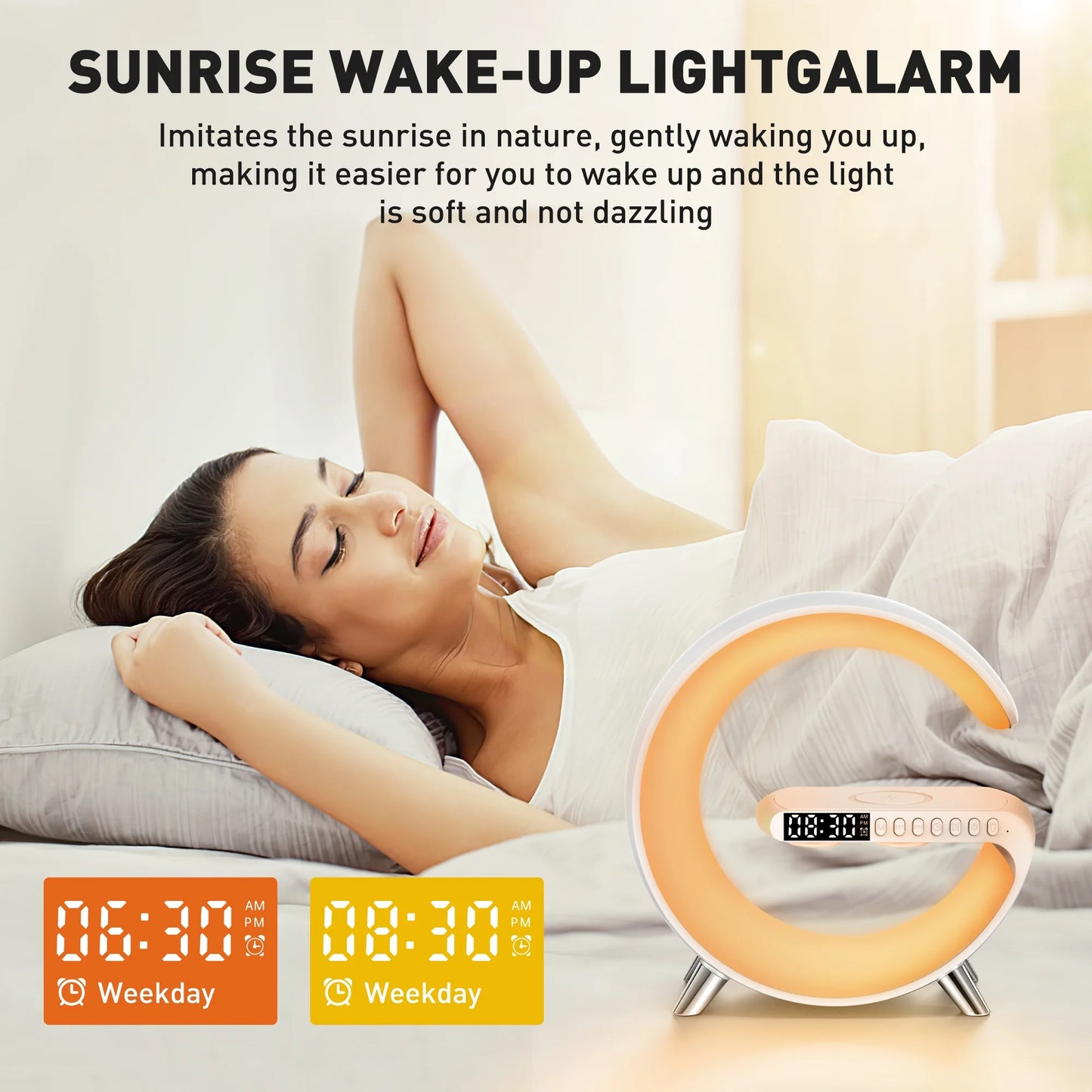 AuraWave G: All-in-One Smart Lamp with Wireless Charging Digital Alarm Clock