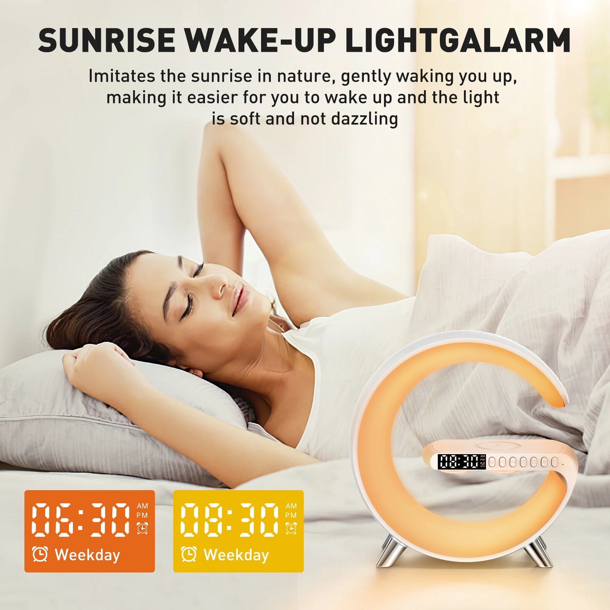 AuraWave G: All-in-One Smart Lamp with Wireless Charging Digital Alarm Clock