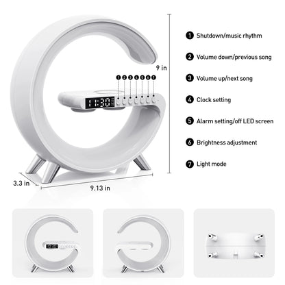 AuraWave G: All-in-One Smart Lamp with Wireless Charging Digital Alarm Clock